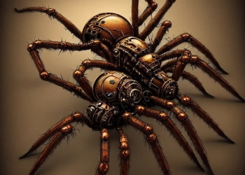 steampunk spider, biomechanical, 3 d model, unreal engine realistic render, 8 k, micro detail, intricate, elegant, highly detailed, centered, digital painting, artstation, smooth, sharp focus, illustration, artgerm, tomasz alen kopera, by wlop